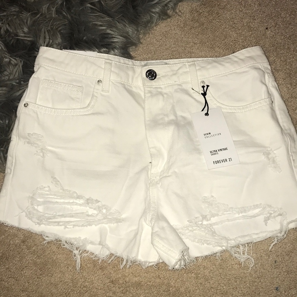 White denim shorts